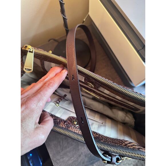 NWOT BRAHMIN SNAKESKIN EMBOSSED LEATHER 2 WAY HANDBAG - Picture 9 of 13